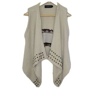Eternal Sunshine Creations Cardigan Vest Womens Medium Beige Mohair Southwest